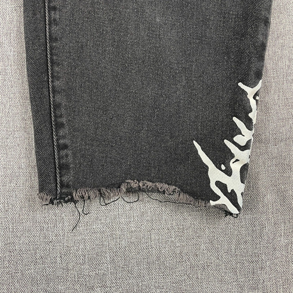 EZwear Jeans L Loose Relaxed High Waist Lightning Y2K Style Skater Goth Punk - Picture 3 of 12